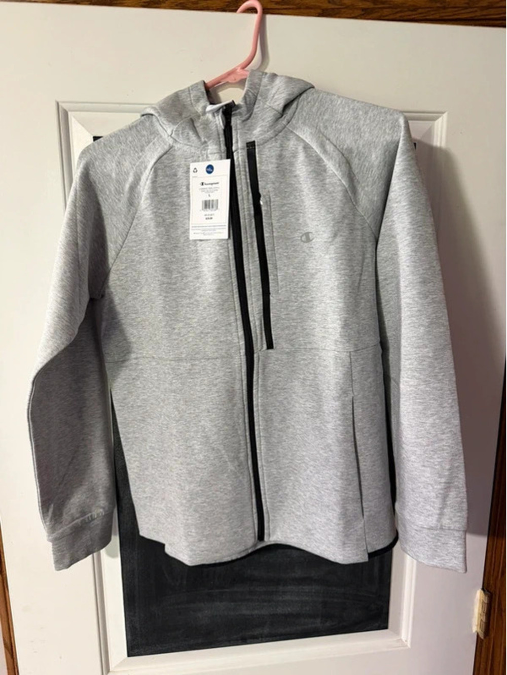 Champion Double Knit Full Zip Hoodie Jacket Heather Gray Youth L 14/16 NWT